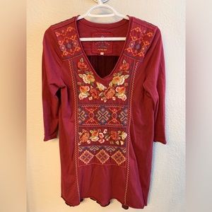Johnny Was 3/4 sleeve v-neck tunic